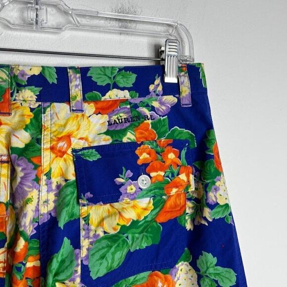 Lauren Ralph Lauren Women's VTG Capri Pants Size 8 Floral Print Wide Leg Blue - Picture 5 of 7